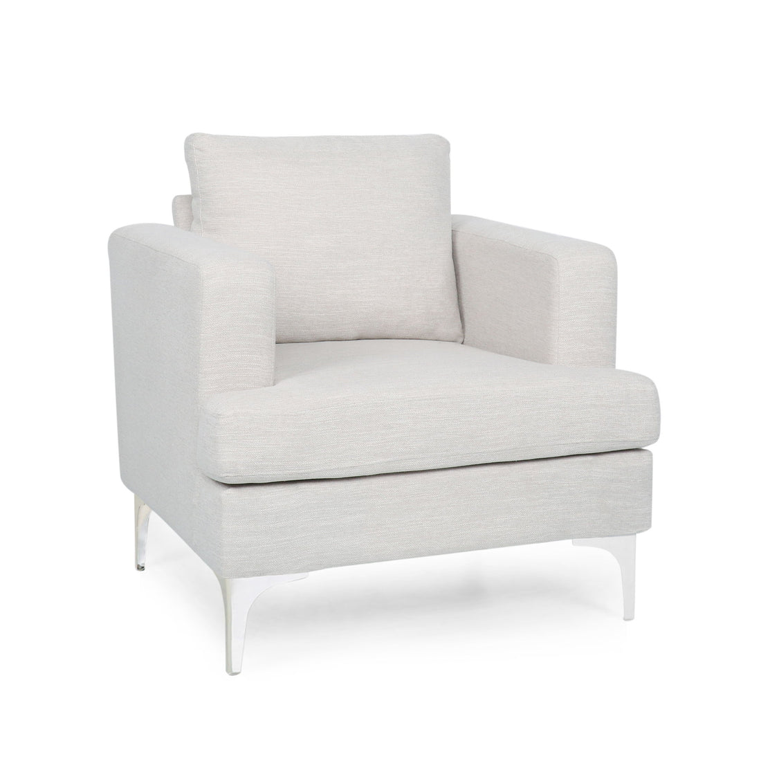 Upholstered Fabric Club Chair With Iron Legs - Beige