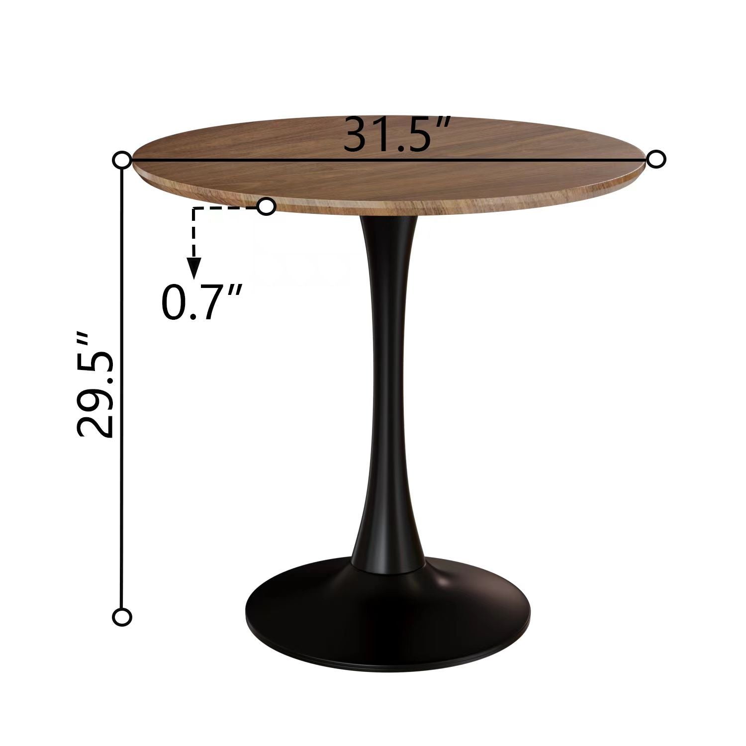 Mid Century Modern Round Dining Table With Top &amp; Pedestal Base