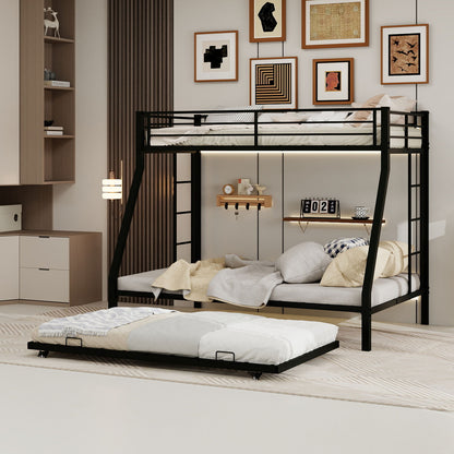 Bunk Bed For Kids, Convertible Frame With Ladders &amp; Guardrail