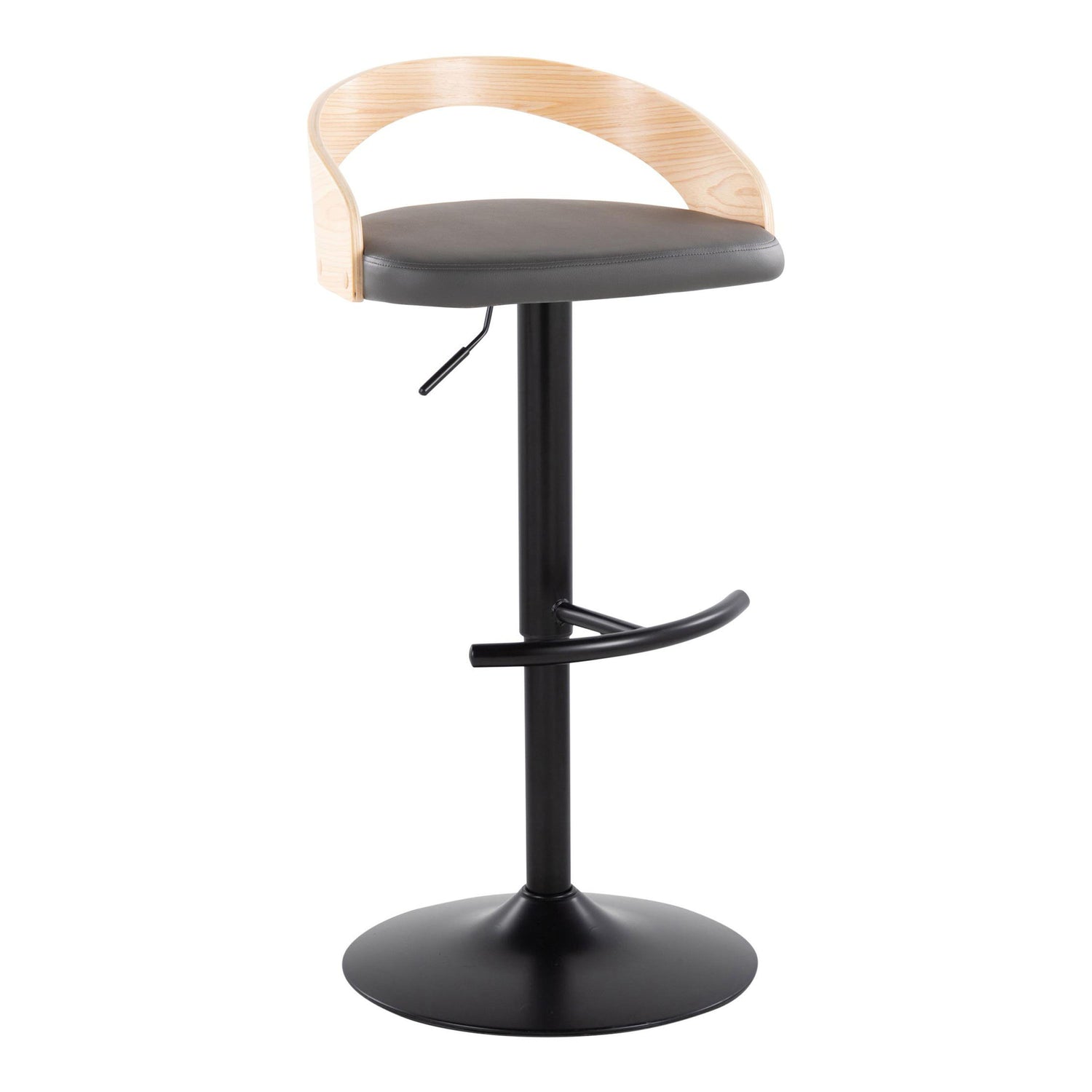 Grotto - Contemporary Adjustable Barstool With Swivel &amp; Rounded T Footrest (Set of 2)