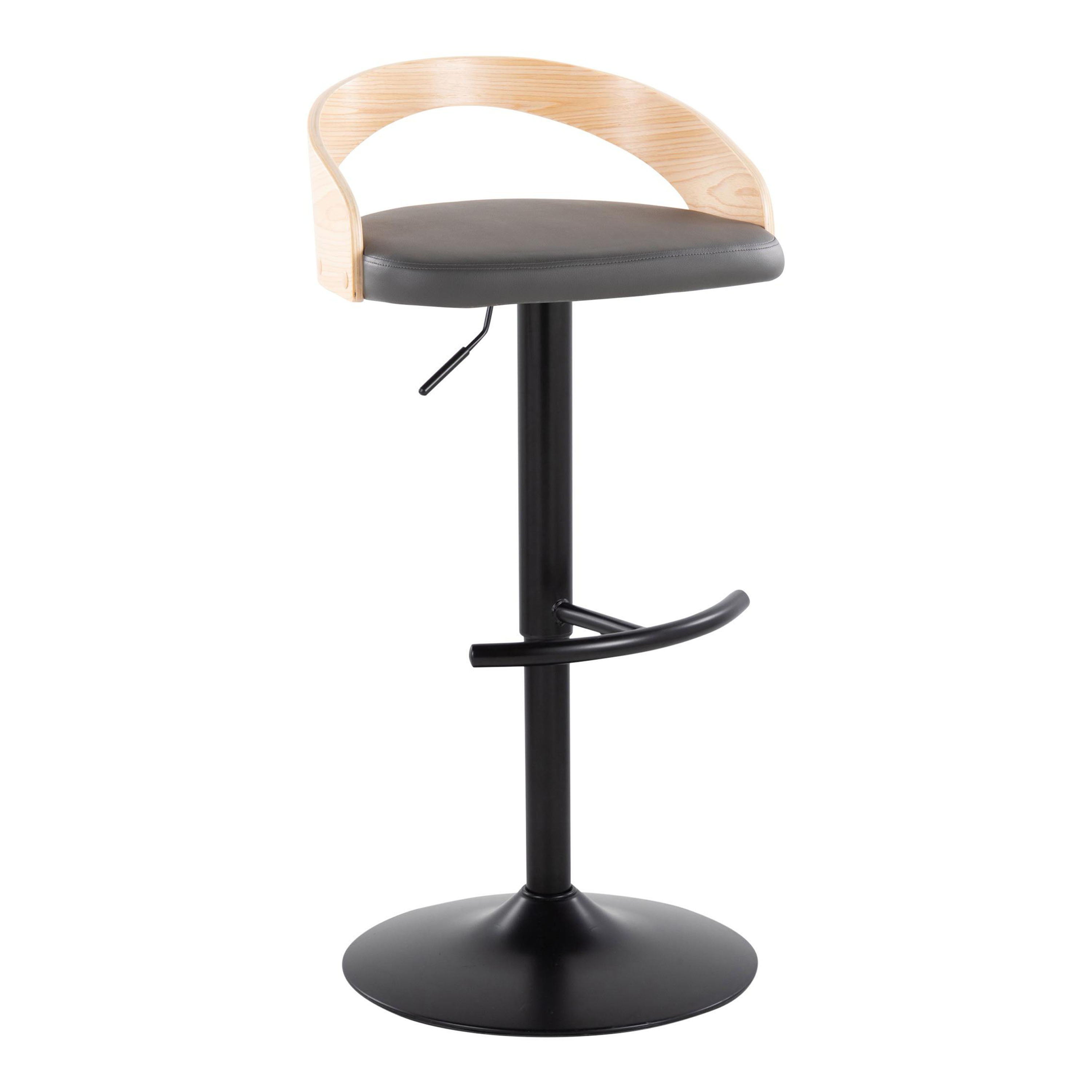 Grotto - Contemporary Adjustable Barstool With Swivel &amp; Rounded T Footrest (Set of 2)