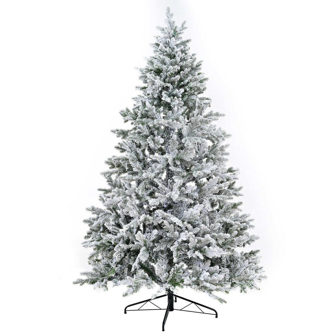 7Ft Snow Flocked Hinged Artificial Christmas Tree With Fluffy Branches And Snow Tips - White