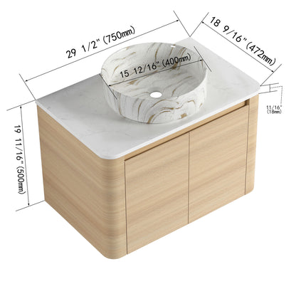 Mounted Bathroom Vanity &amp; Art Sink, Soft Close Door