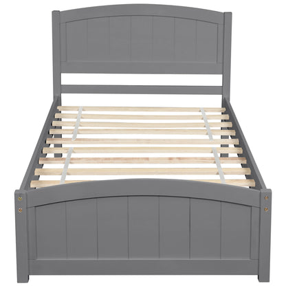 Platform Bed &amp; Headboard, Footboard And Wood Slat Support
