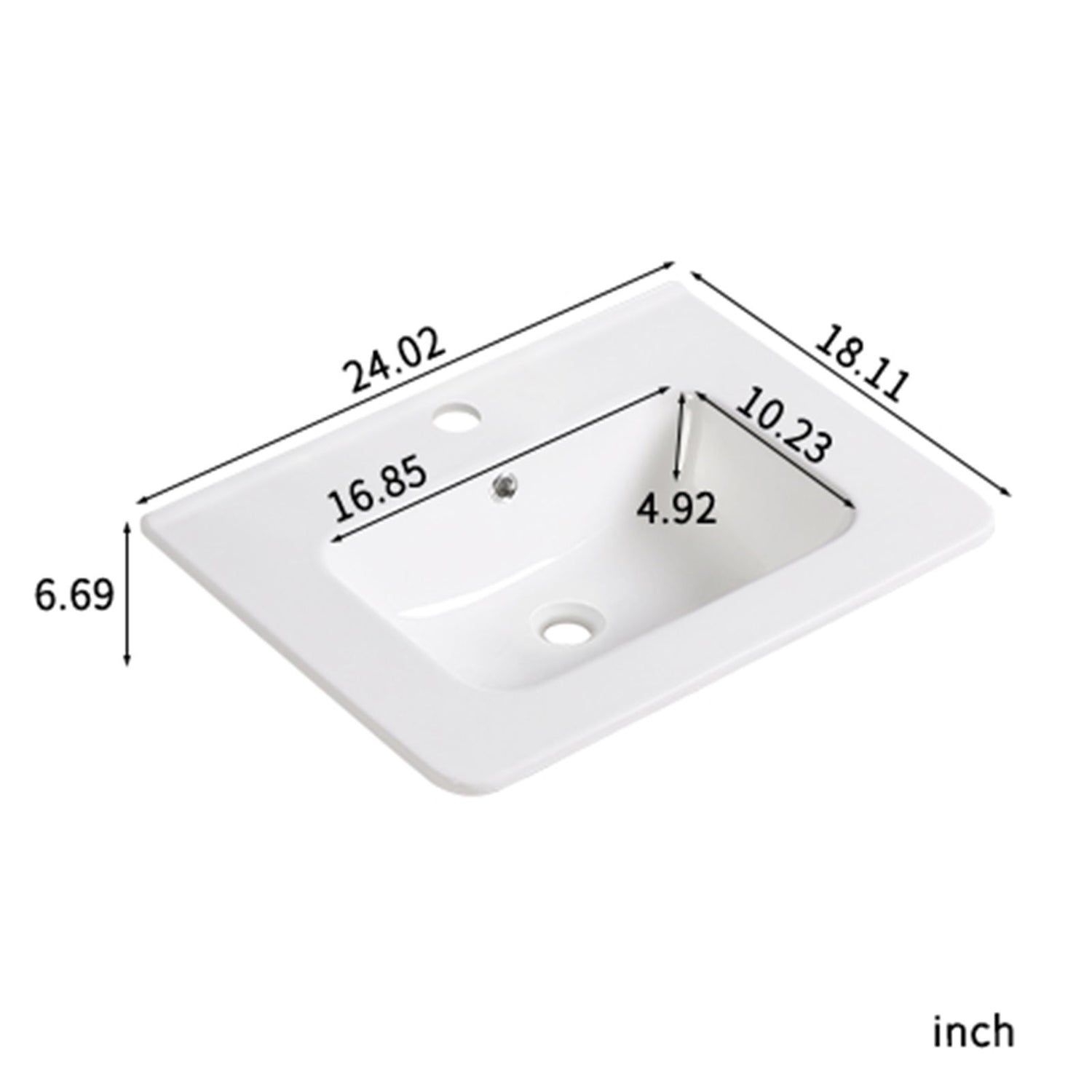 Vessel Sink Top With Overflow Drain - Milk White