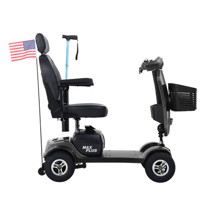 Max Plus - 4 Wheels Outdoor Compact Mobility Scooter With 2 Pieces X 20Ah Lead Acid Battery, 16 Miles, Cup Holders &amp; USB Charger Port