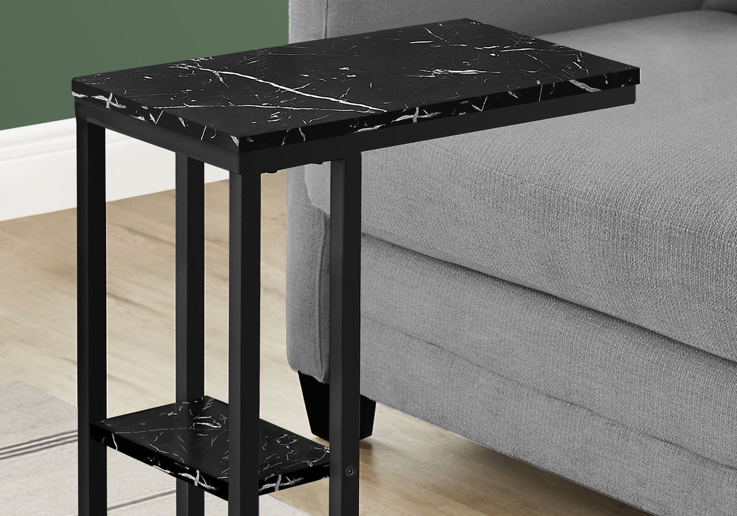 Accent Table, C - Shaped, Marble Look Contemporary &amp; Modern Convenient Design