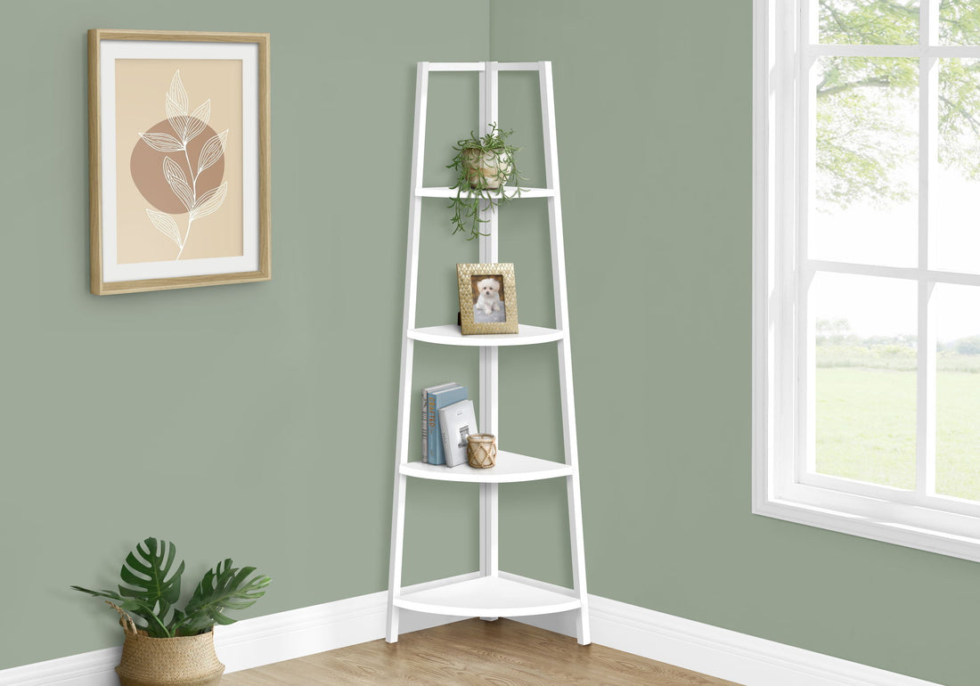 Bookshelf, Etagere, Corner, 4 Tier, Office, Contemporary &amp; Modern