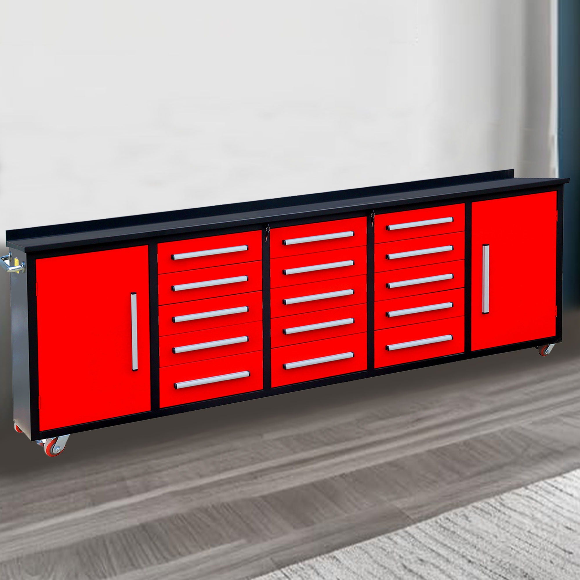 Storage Cabinet With Work Bench (15 Drawers &amp; 2 Cabinets)