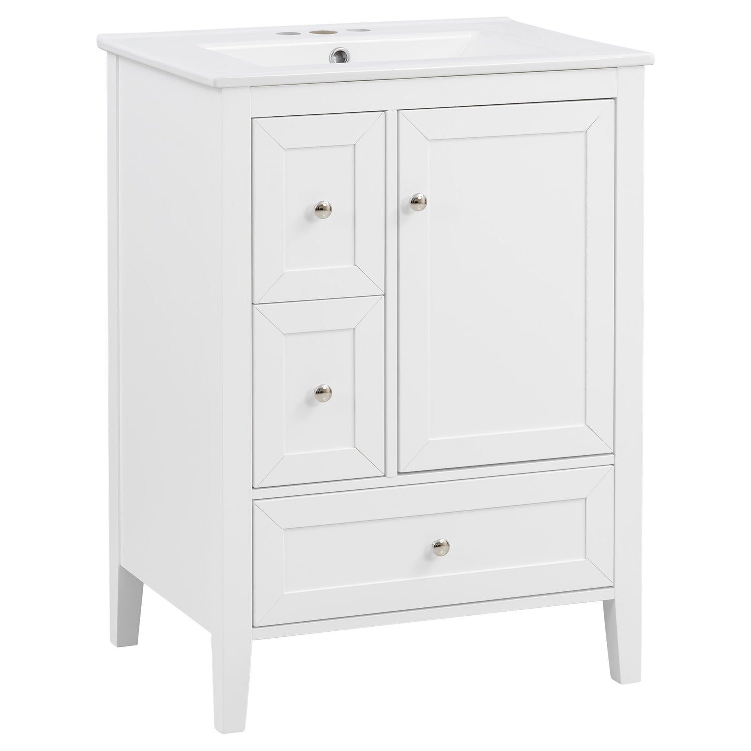Modern Bathroom Vanity With Sink, Soft Close Drawers &amp; Door, Storage Rack