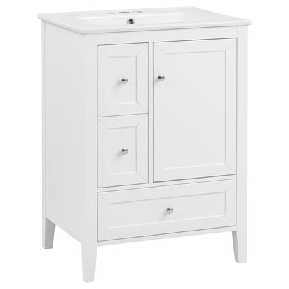 Modern Bathroom Vanity With Sink, Soft Close Drawers &amp; Door, Storage Rack