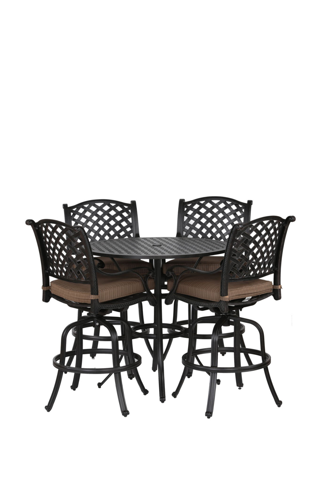 Round 41.97&quot; Long Bar Height Dining Set With Cushions