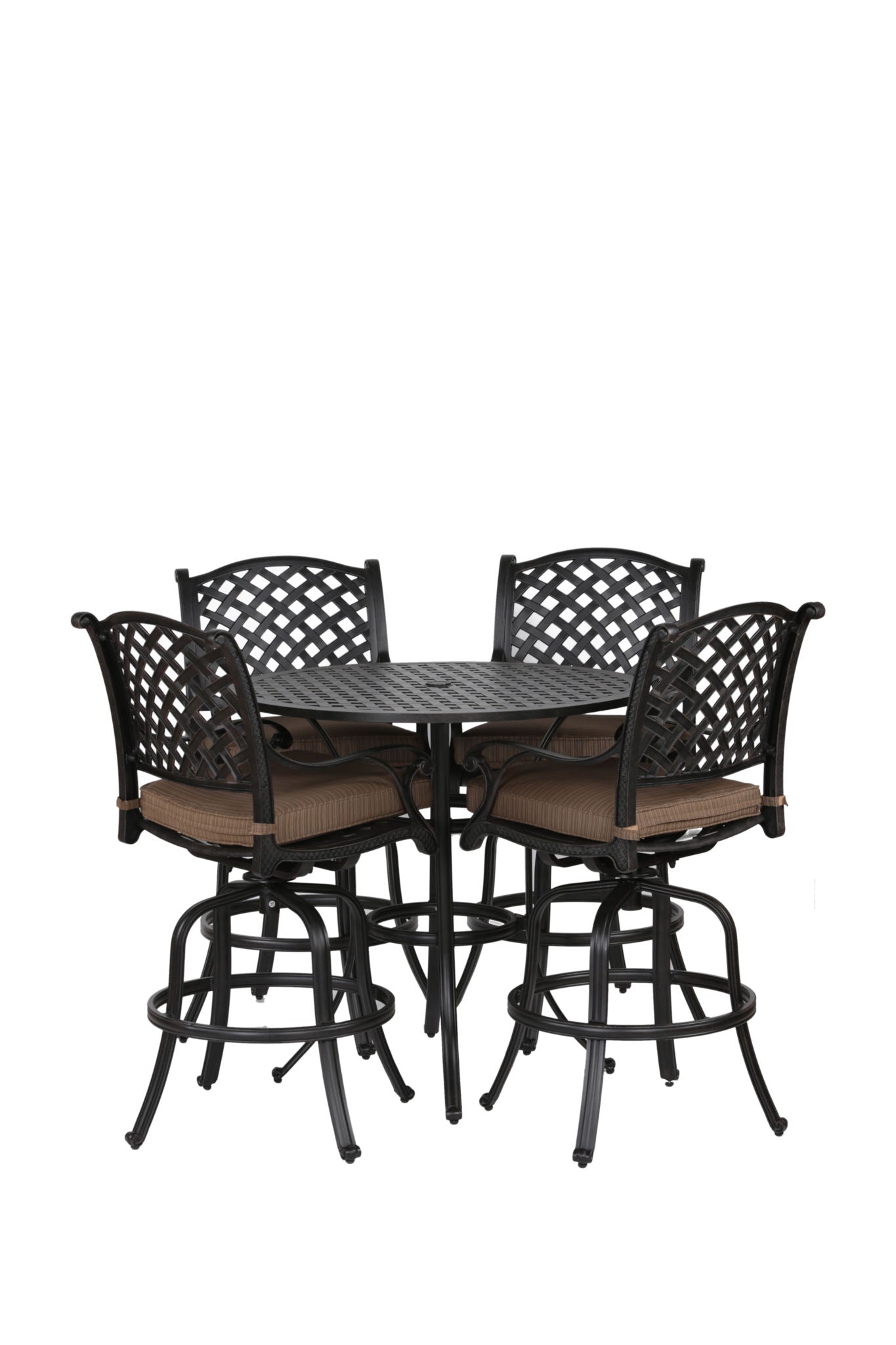 Round 41.97&quot; Long Bar Height Dining Set With Cushions