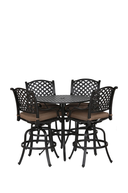 Round 41.97&quot; Long Bar Height Dining Set With Cushions