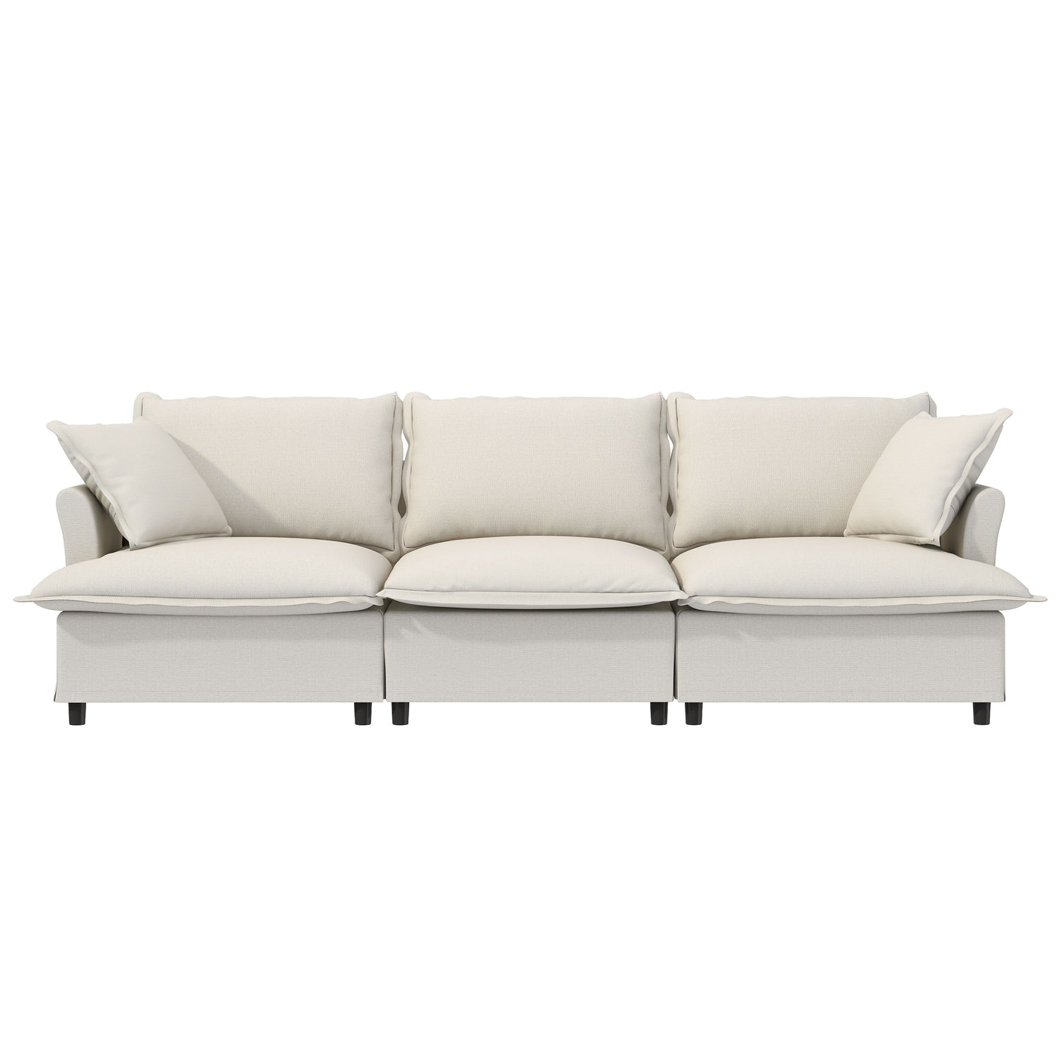 3 Seat Sofa Module For Modular Sectional Wide Seat Cloud Couch With Throw Pillows Upholstered