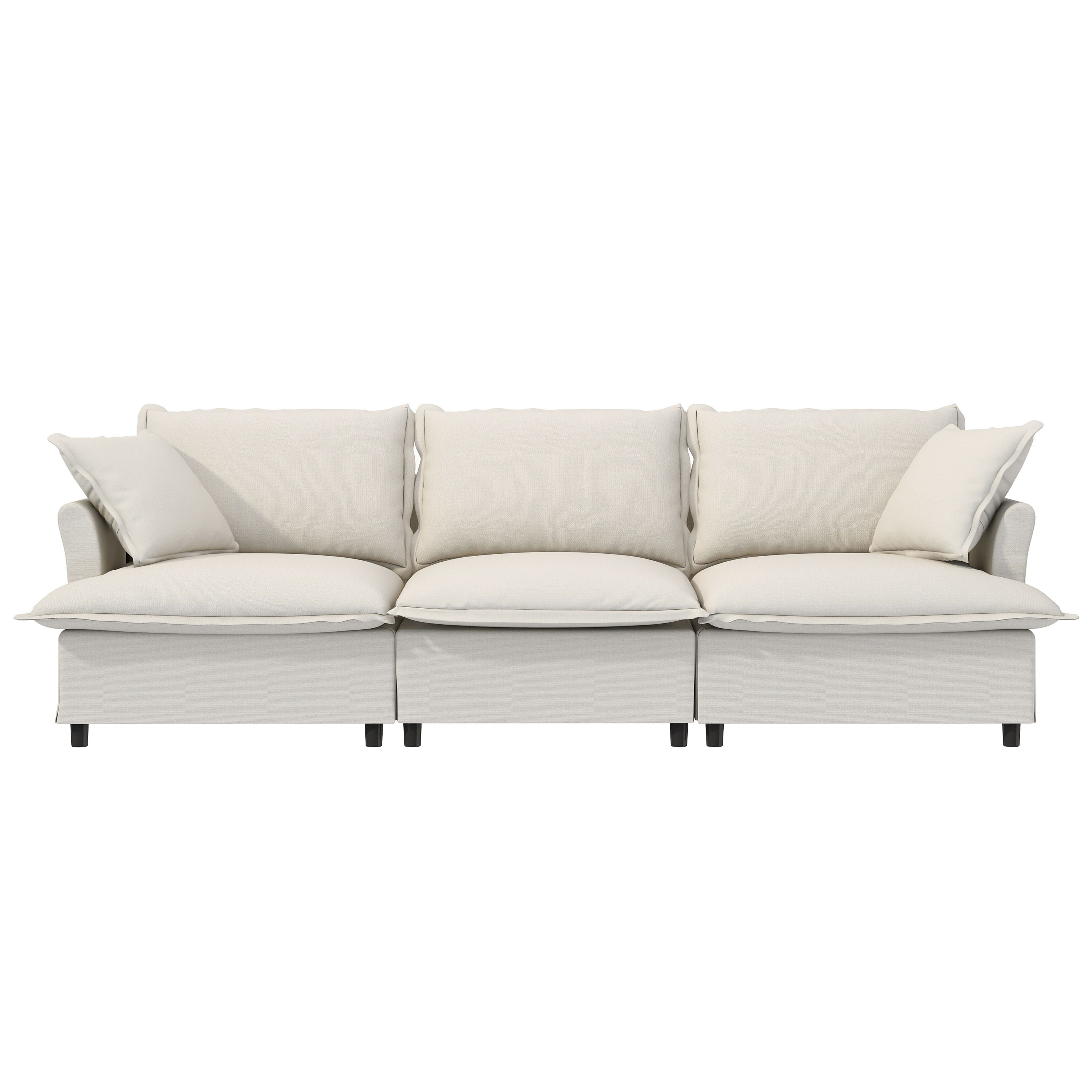 3 Seat Sofa Module For Modular Sectional Wide Seat Cloud Couch With Throw Pillows Upholstered