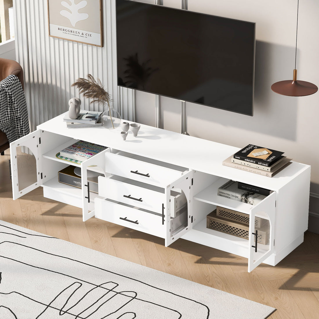 Modern Minimalist TV Stand For TVs Up To 75&quot; With Adjustable Shelves