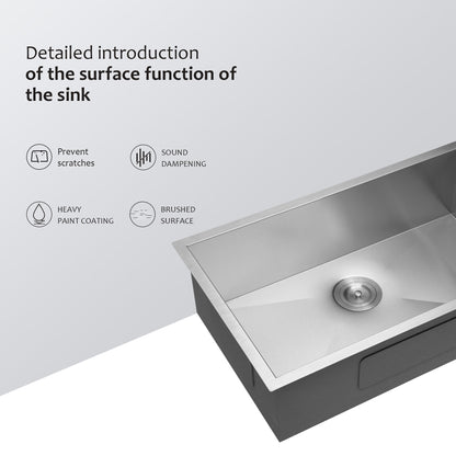 32&quot; Undermount Kitchen Sink With, Single Bowl - Brushed Nickel