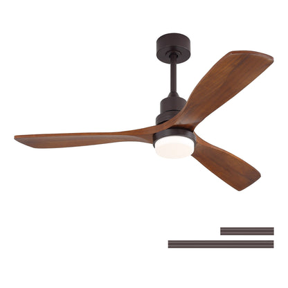 52" Ceiling Fan With LED Light, 3 Adjustable Color Temperatures, Reversible DC Motor For Living Room &amp; Bedroom - Coffee