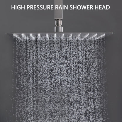 Luxury 12&quot; Ceiling Mount Rainfall Shower System With Brass And Stainless Steel - Brushed Nickel