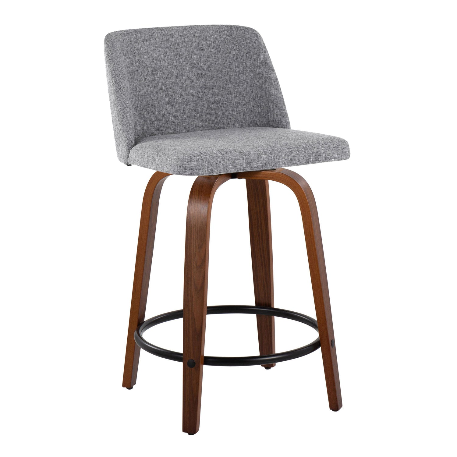 Toriano - Mid Century Modern, Fixed Height Counter Stool &amp; Swivel And Round Footrest (Set of 2)
