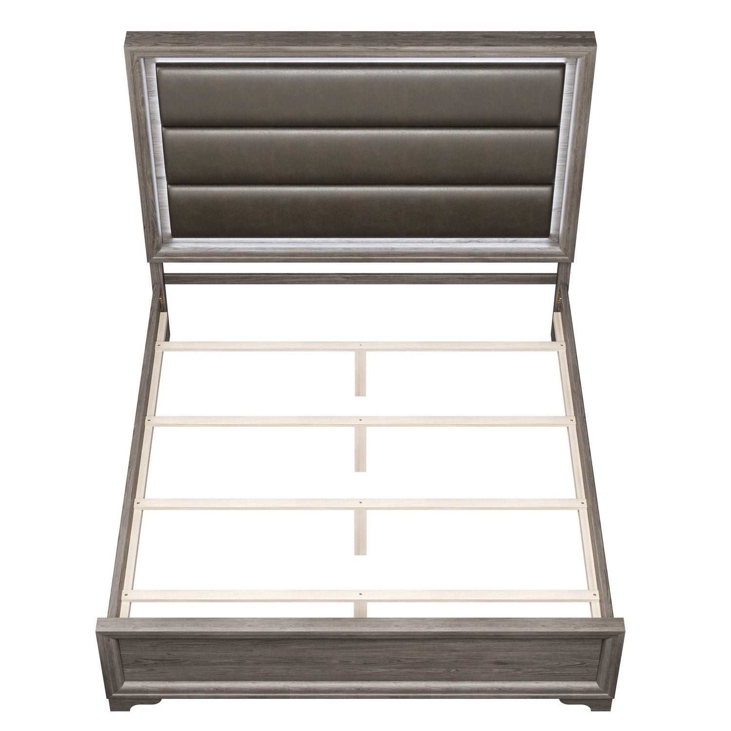 Bed With Horizontal Tufting Headboard