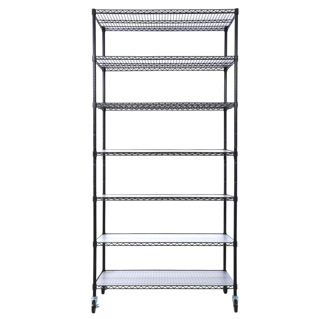 7 Tier Metal Shelf Wire Shelving Unit, 2450Lbs Heavy Duty Adjustable Storage Rack With Wheels &amp; Shelf Liners For Closet Kitchen Garage Basement Commercial Shelving