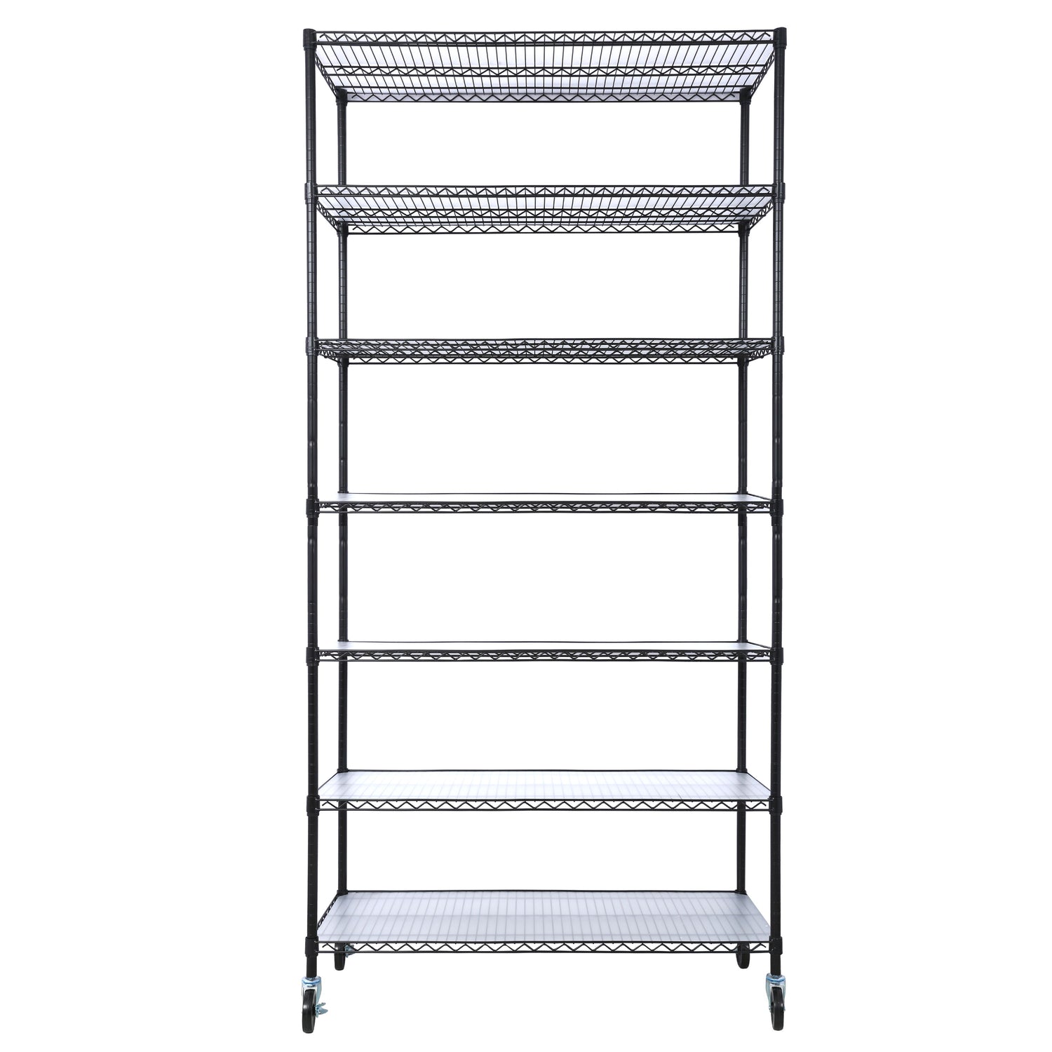 7 Tier Metal Shelf Wire Shelving Unit, 2450Lbs Heavy Duty Adjustable Storage Rack With Wheels &amp; Shelf Liners For Closet Kitchen Garage Basement Commercial Shelving