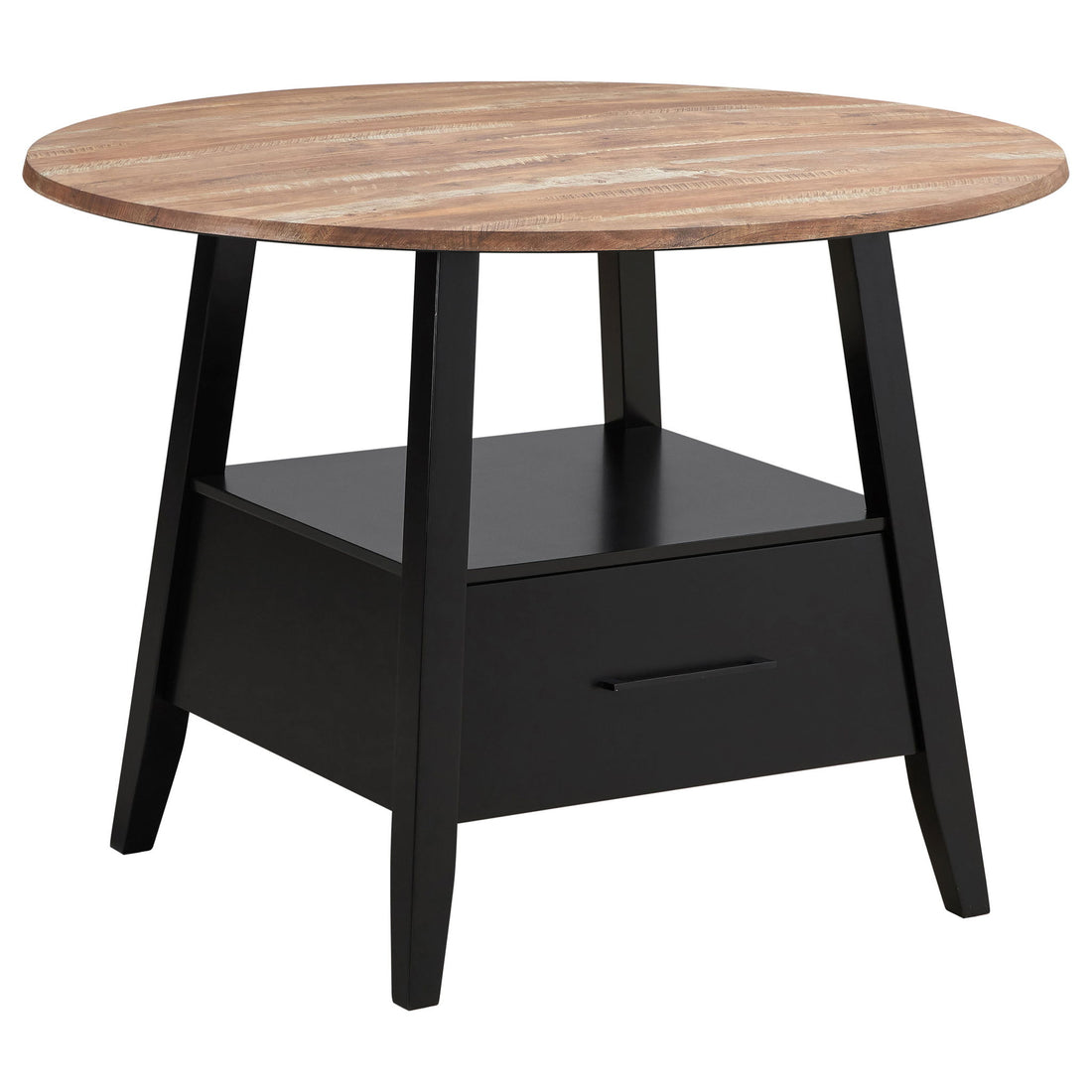 Arunda Yukon - Round Counter Height Dining Table With Pedestal Base And Built In Drawer - Oak