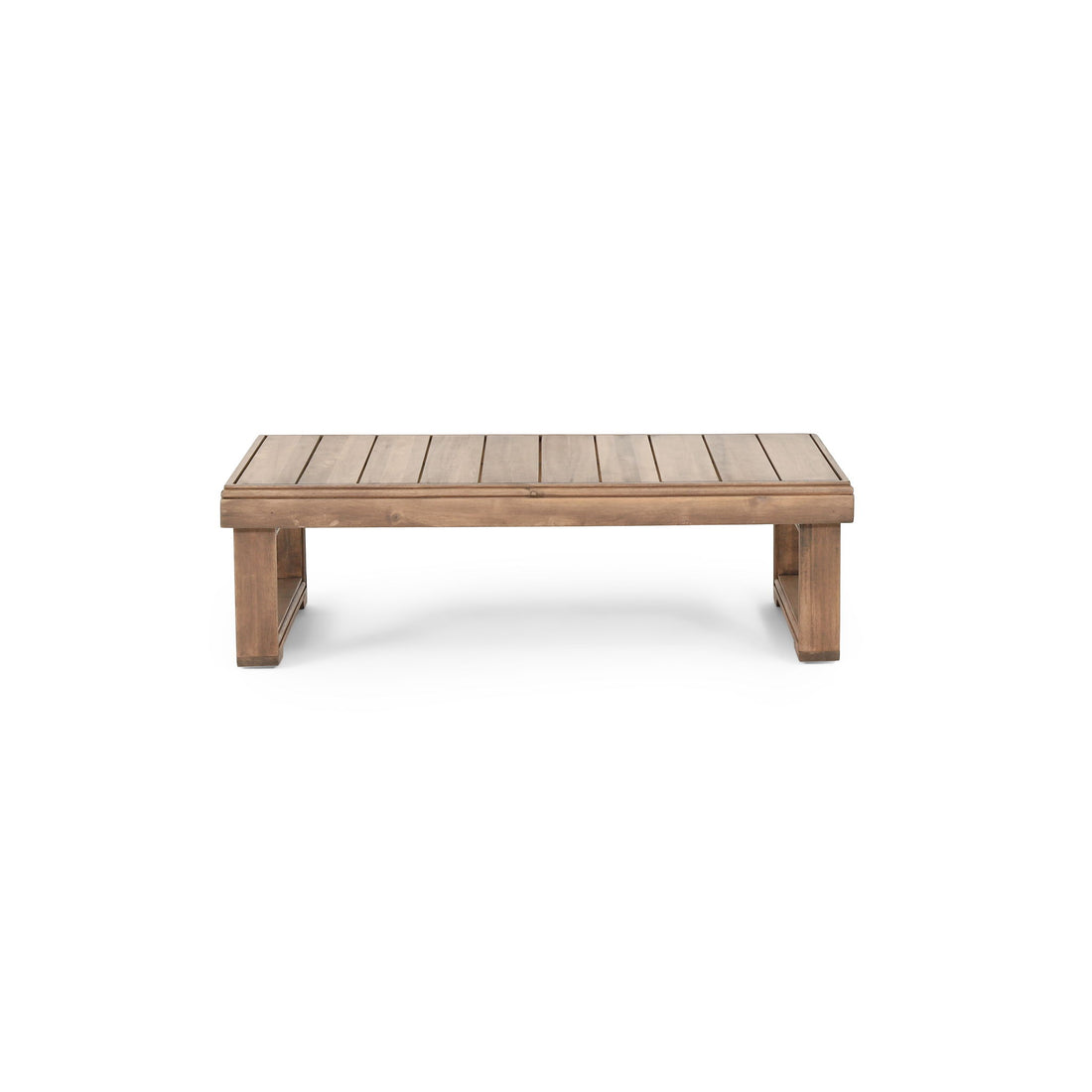 Outdoor Coffee Table With Slat Design And Sled Base - Brown
