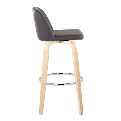 Toriano - Contemporary Fixed Height Barstool &amp; Swivel With Round Footrest (Set of 2)