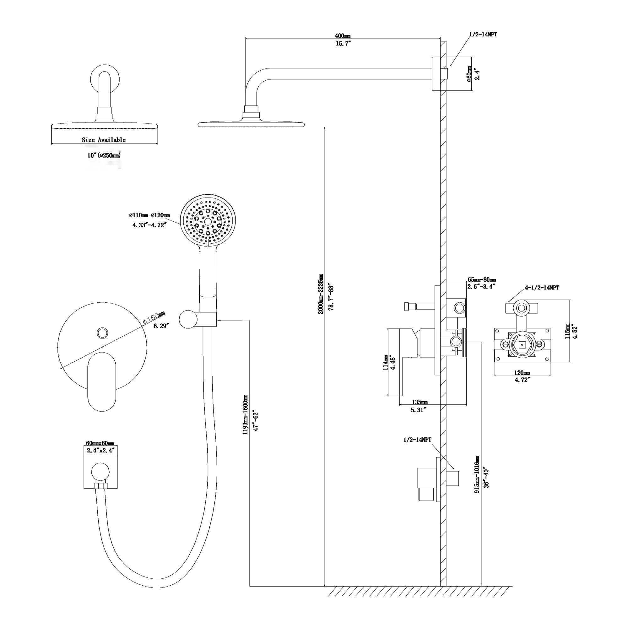 Dual Shower Head System With Rain Shower And Handheld, Wall Mounted, 10&quot; Round Design - Brushed Nickel