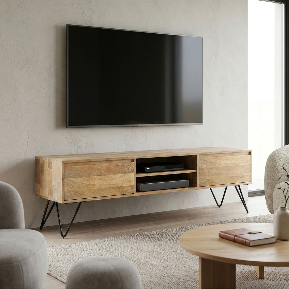 Hunter - Handcrafted TV Media Stand - Natural