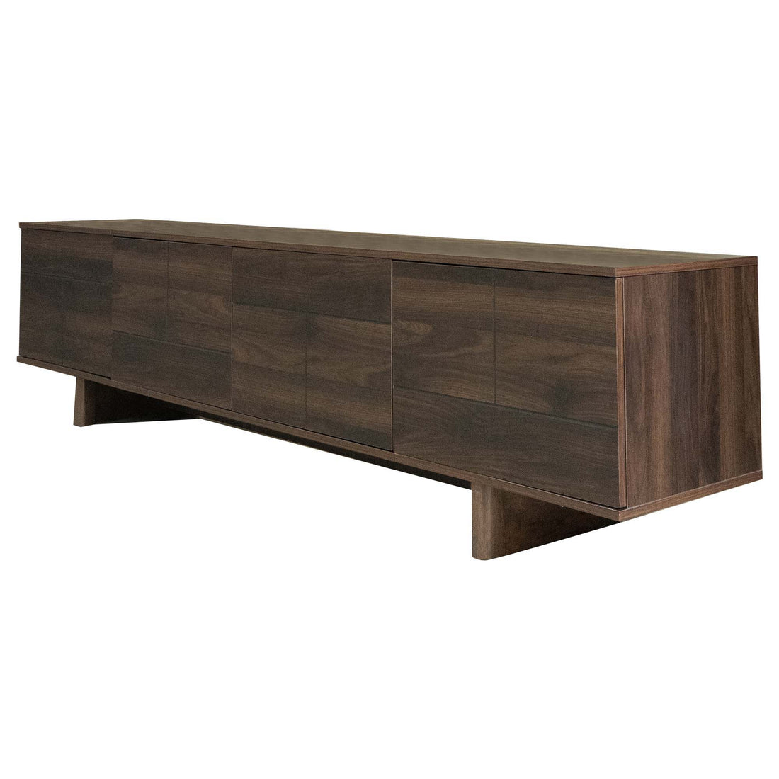 TV Stand For TVs Up To 85", Entertainment Center, Cable Management, Push Openers, Soft Closing Hinges &amp; Adjustable Shelves - Dark Brown