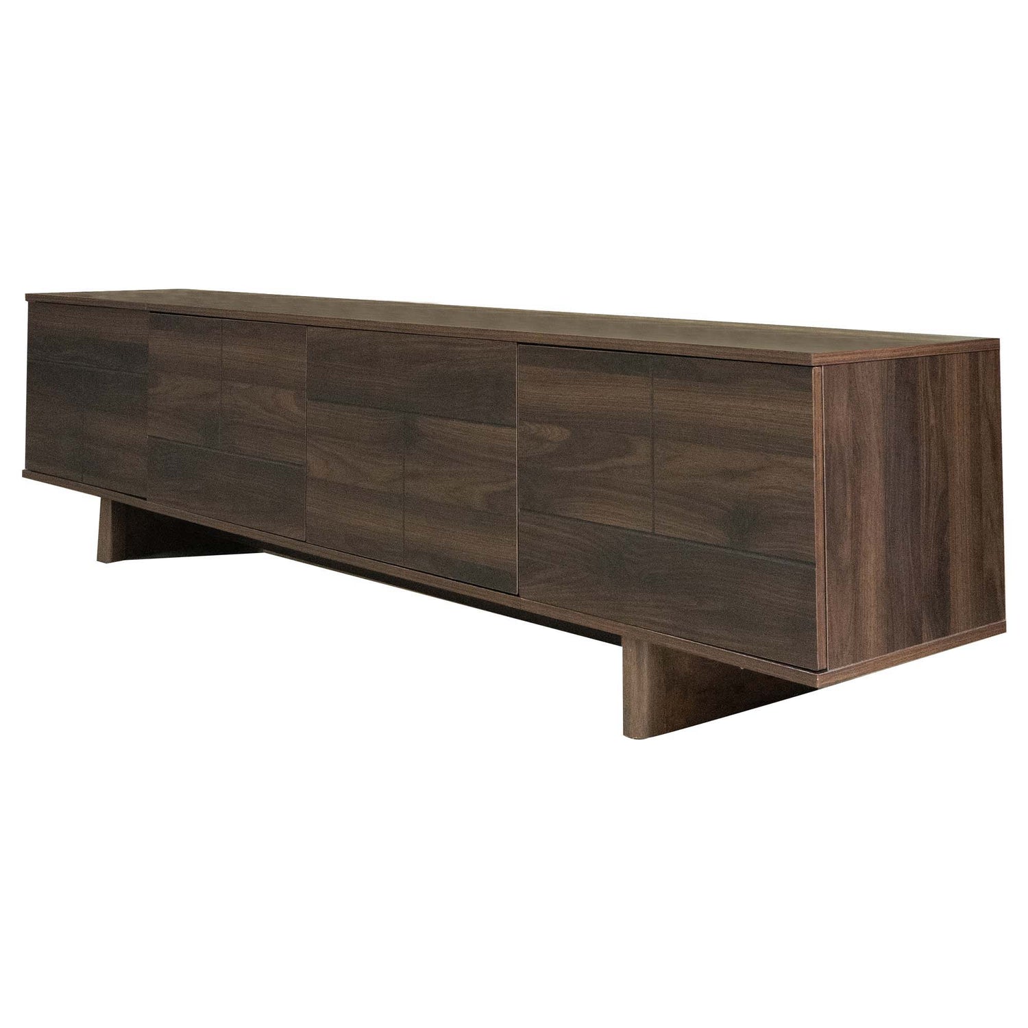 TV Stand For TVs Up To 85", Entertainment Center, Cable Management, Push Openers, Soft Closing Hinges &amp; Adjustable Shelves - Dark Brown