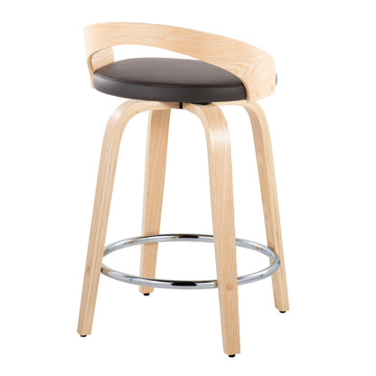 Grotto - Contemporary Fixed Height Counter Stool &amp; Swivel, Round Footrest (Set of 2)