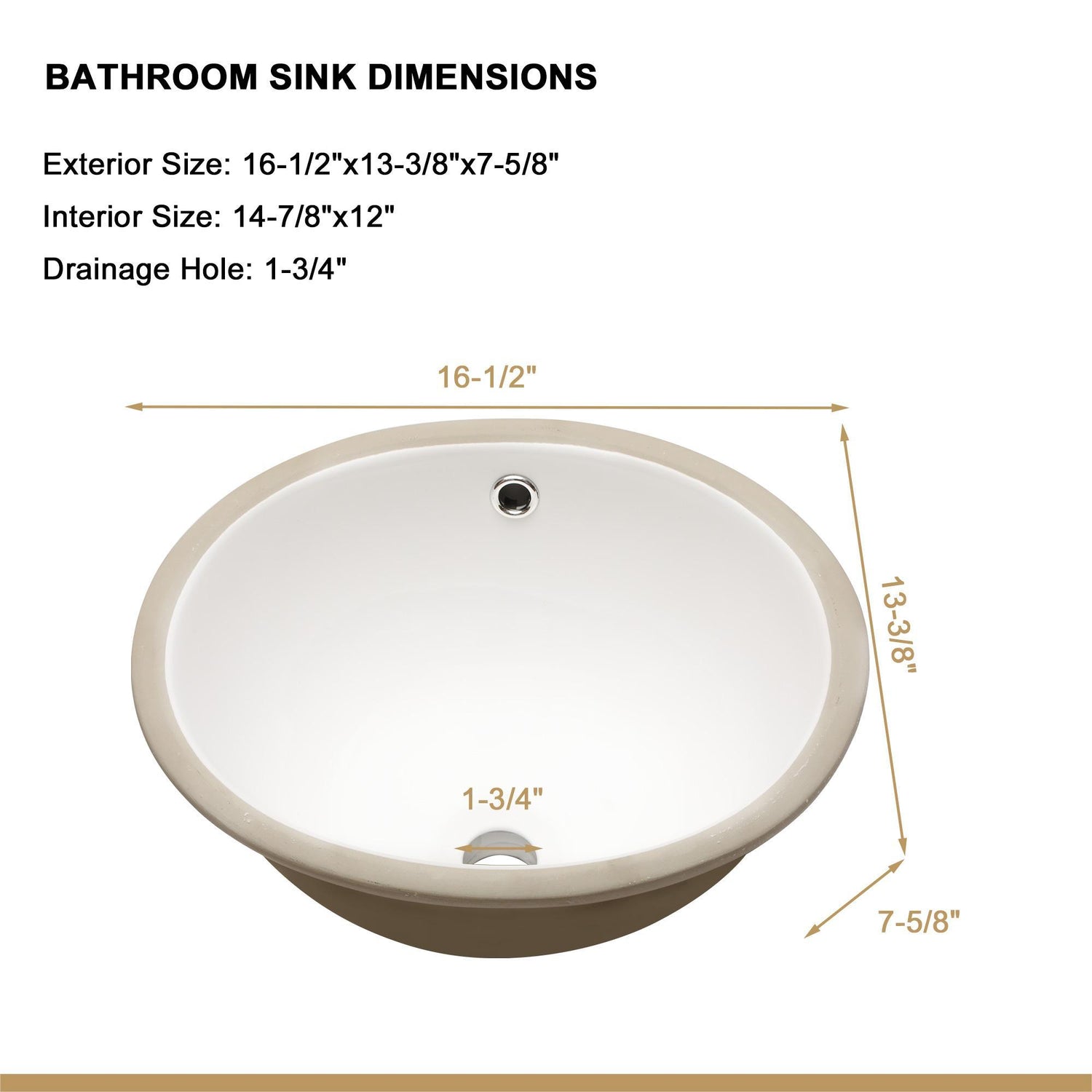Elegant Ceramic Oval Undermount Bathroom Sink With Overflow