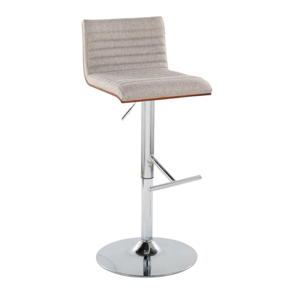 Mason - Contemporary Adjustable Barstool &amp; Swivel With Straight T Footrest (Set of 2)