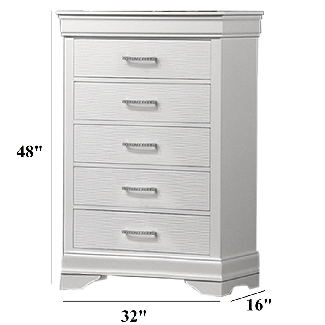 Chest, 5 Drawer Storage Furniture - White