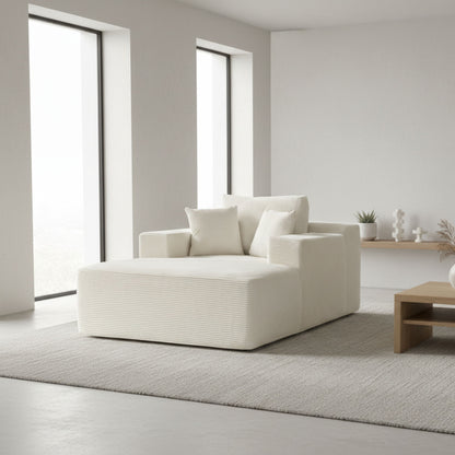 Convertible Chaise Lounge Chair With Wide Armrest &amp; Throw Pillows