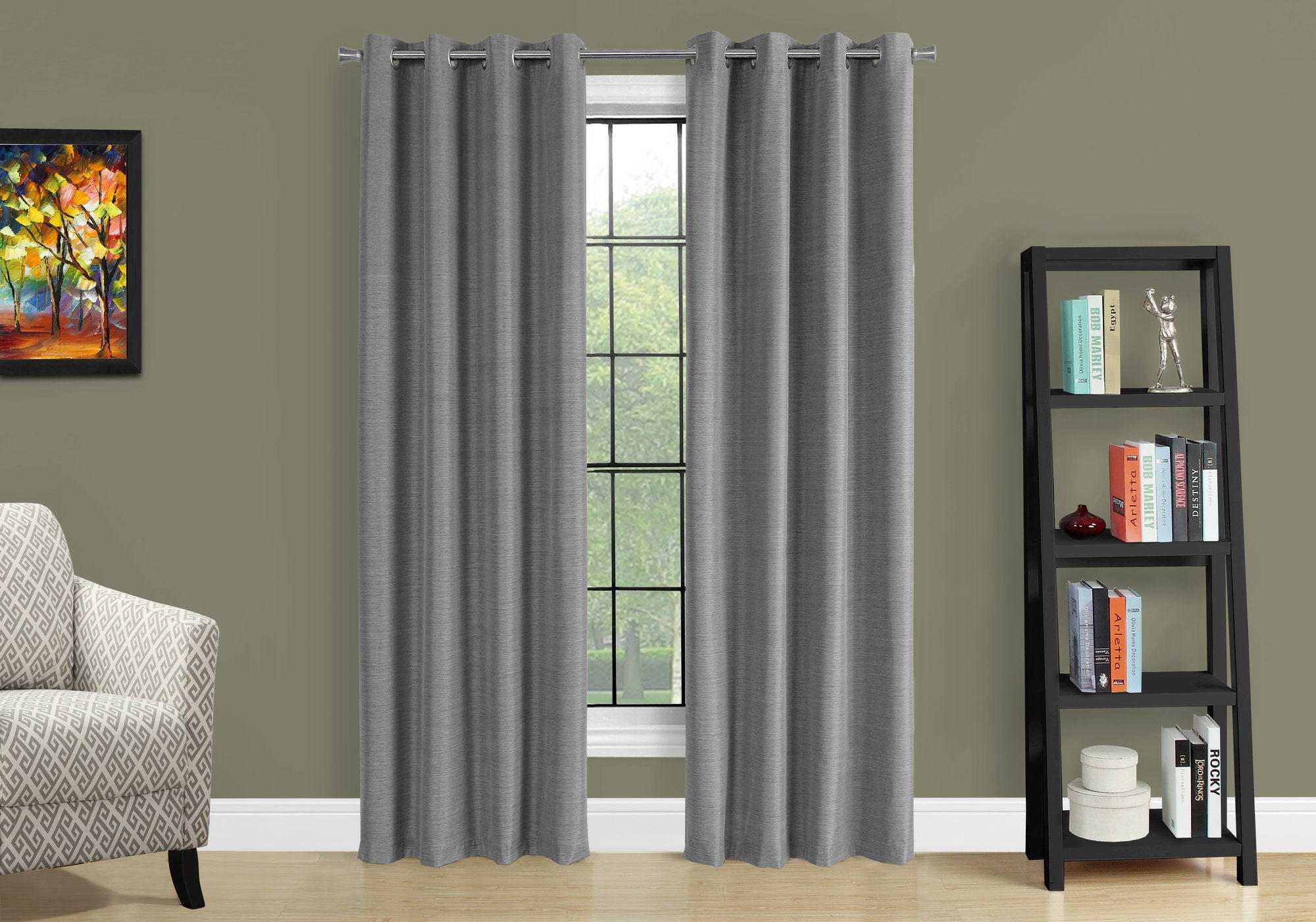 2 Pieces Set, Curtain Panel, Room Darkening, Grommet, Contemporary &amp; Modern