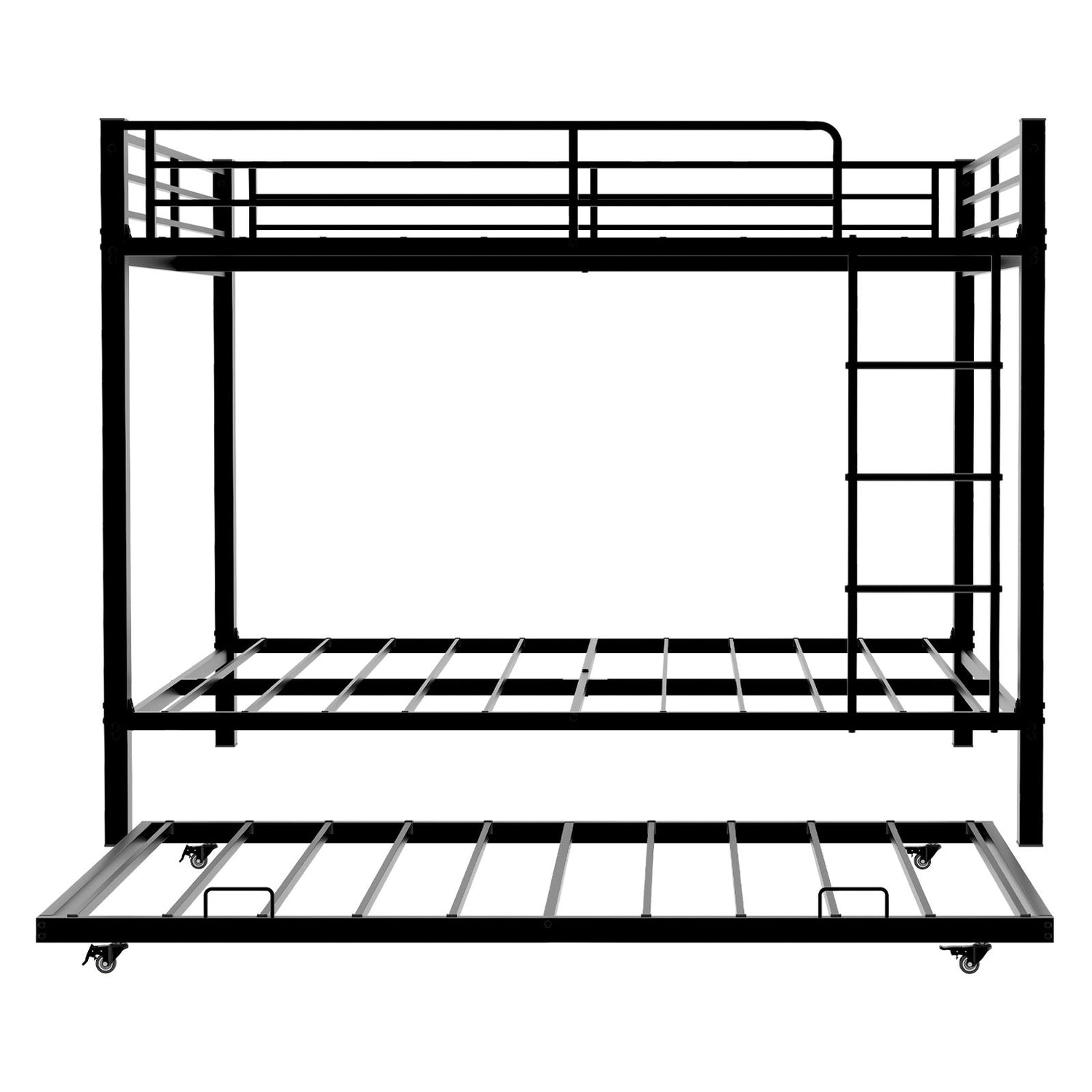Bunk Bed For Kids, Convertible Frame With Ladders &amp; Guardrail