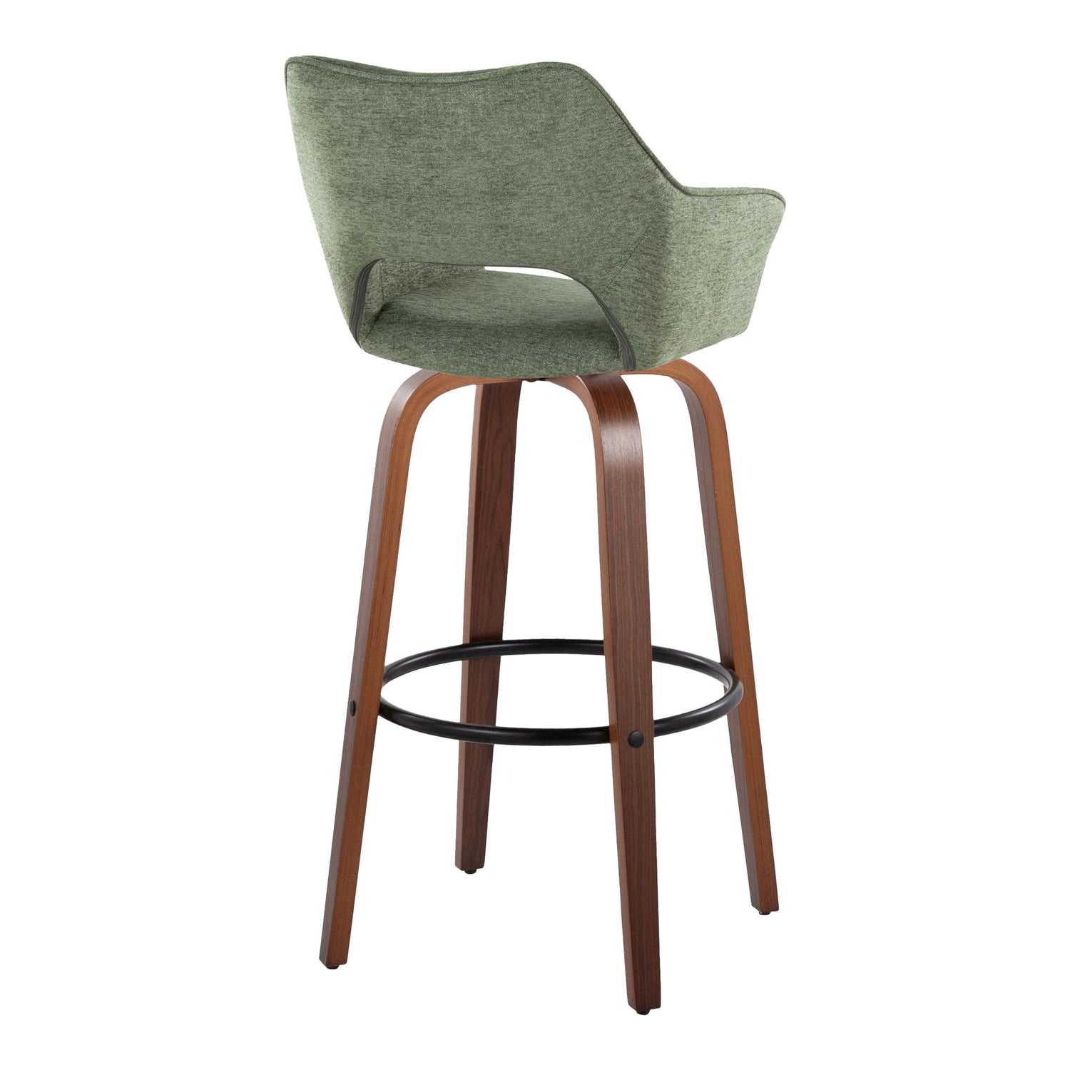 Mustang - Contemporary Fixed Height Barstool With Swivel &amp; Round Footrest (Set of 2)
