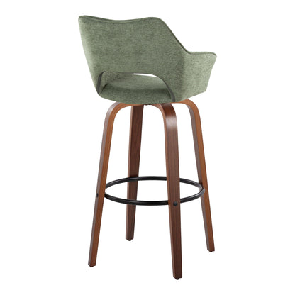 Mustang - Contemporary Fixed Height Barstool With Swivel &amp; Round Footrest (Set of 2)