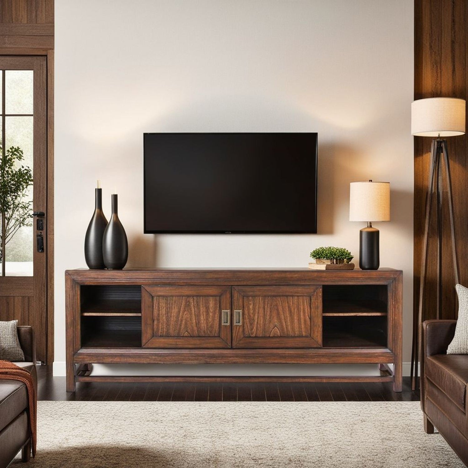 Branson - TV Stand Console, For TVs Up To 85&quot;, Two Tone - Brown