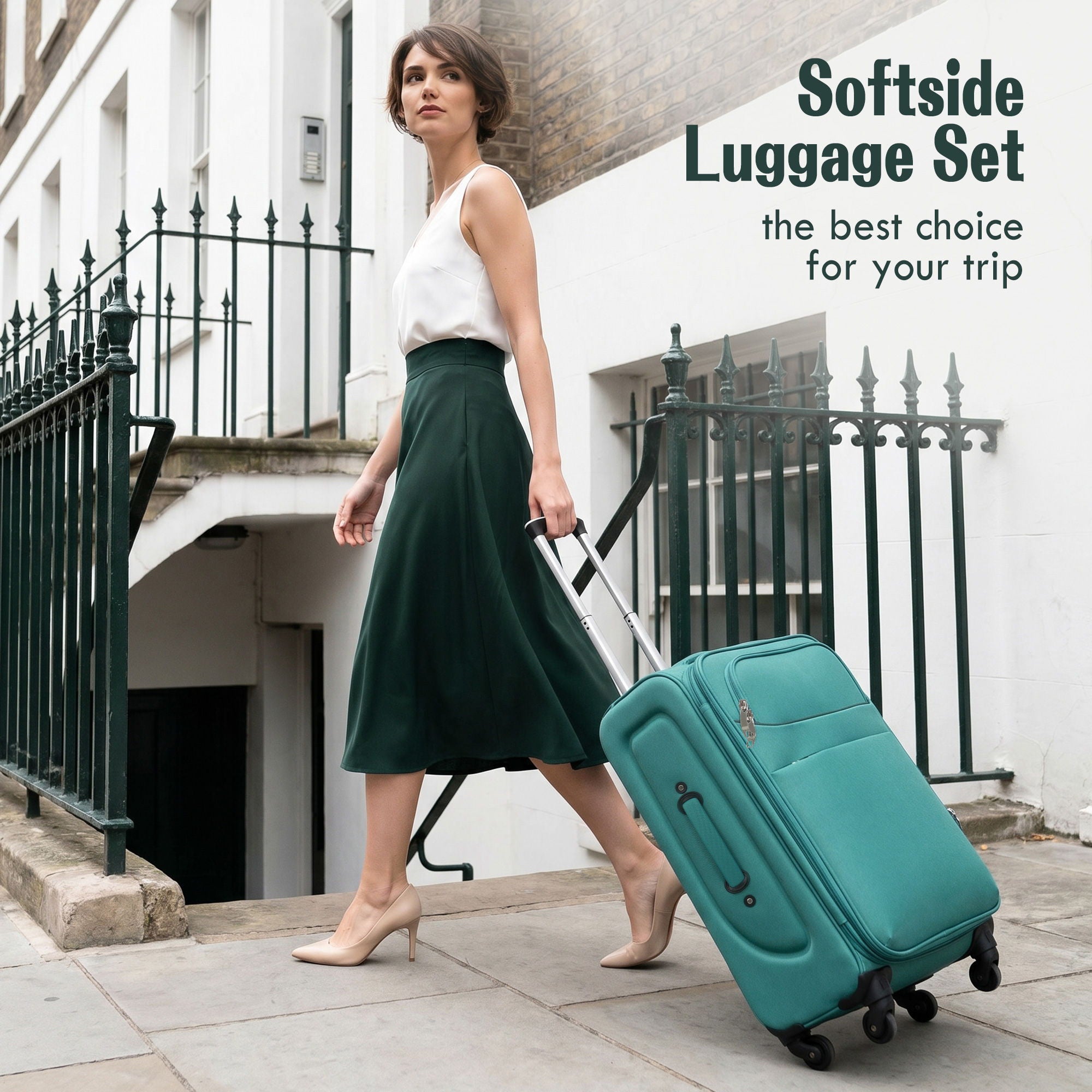 Softside Luggage 4 Piece Set With Expandable Spinner Wheels