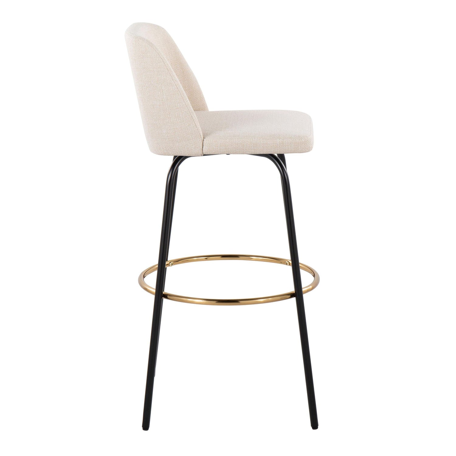 Toriano - Contemporary Fixed Height, Barstool With Swivel &amp; Round Footrest (Set of 2)