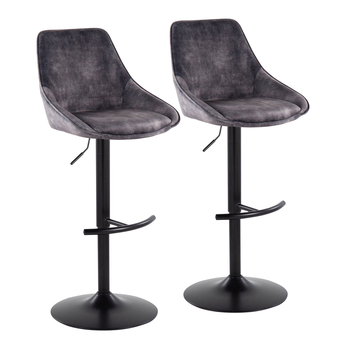 Diana - Contemporary Adjustable Barstool &amp; Swivel With Rounded T Footrest (Set of 2)