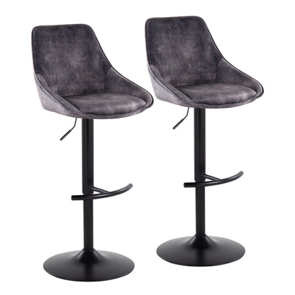 Diana - Contemporary Adjustable Barstool &amp; Swivel With Rounded T Footrest (Set of 2)
