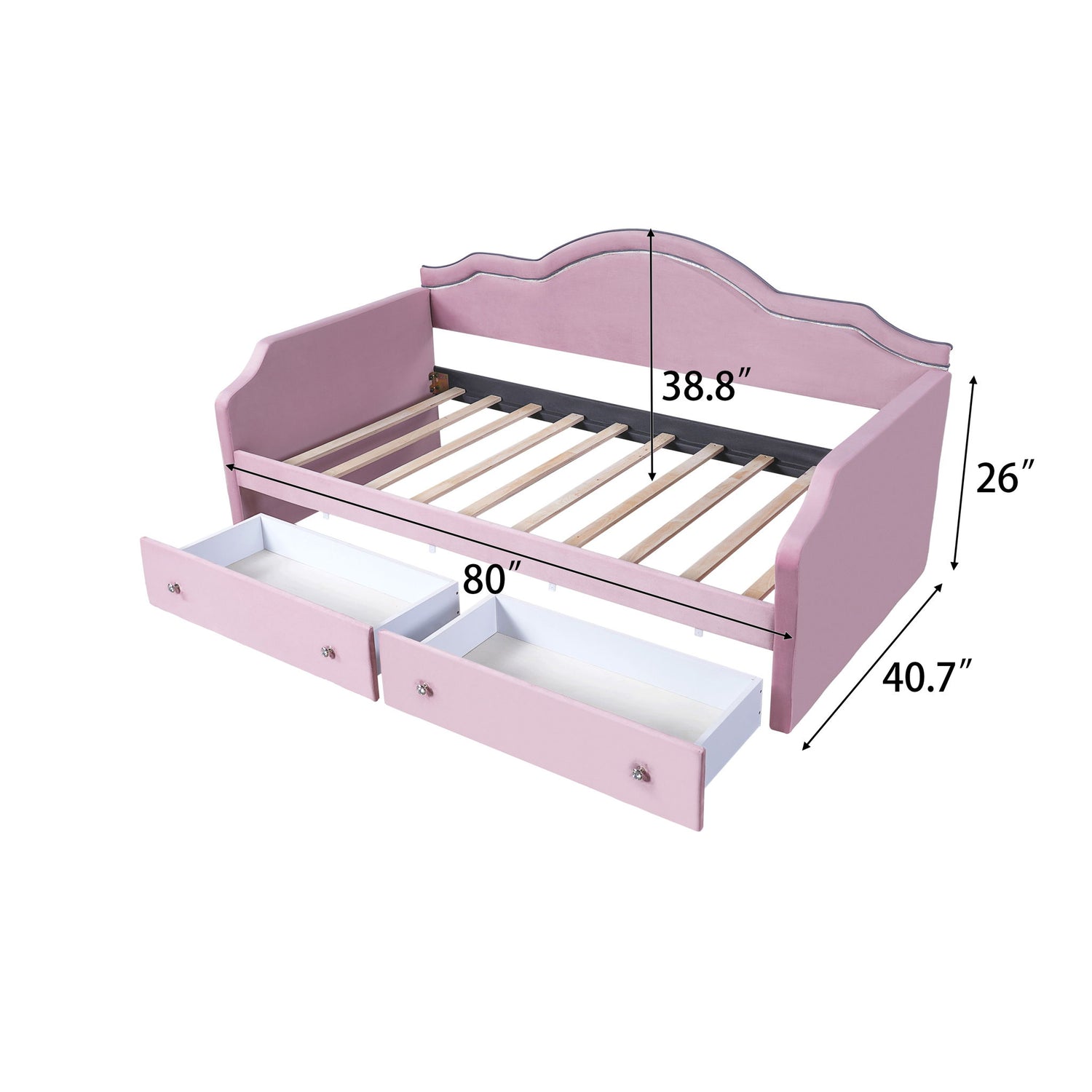 Upholstered Daybed With LED Lights And 2 Drawersme